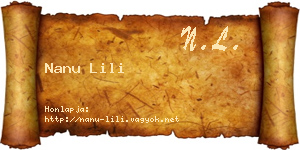 Nanu Lili névjegykártya